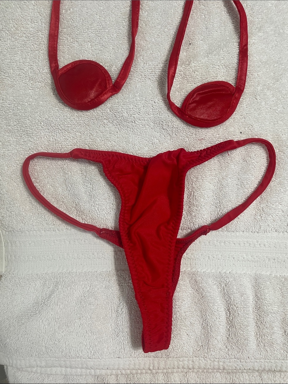 Red Micro Bikini Set - Women's Minimal Coverage Swim